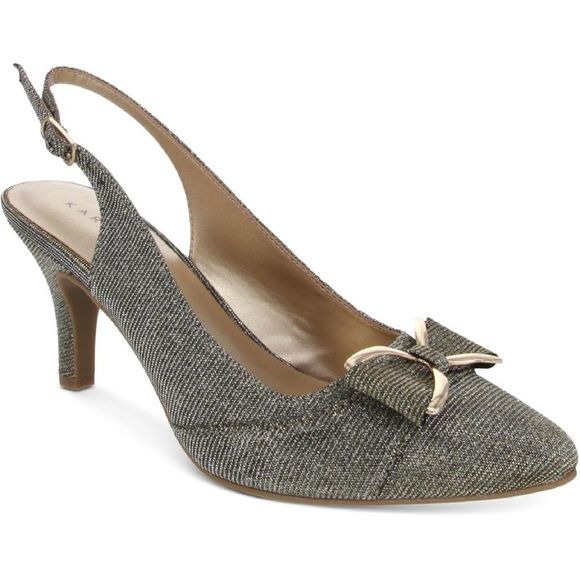 Karen Scott Shoes Karen Scott Womens Gladiss Gold Faux Suede Bow